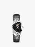 Hamilton H24515732 Men's Ventura Open Heart Automatic Leather Bracelet Strap Watch, Black