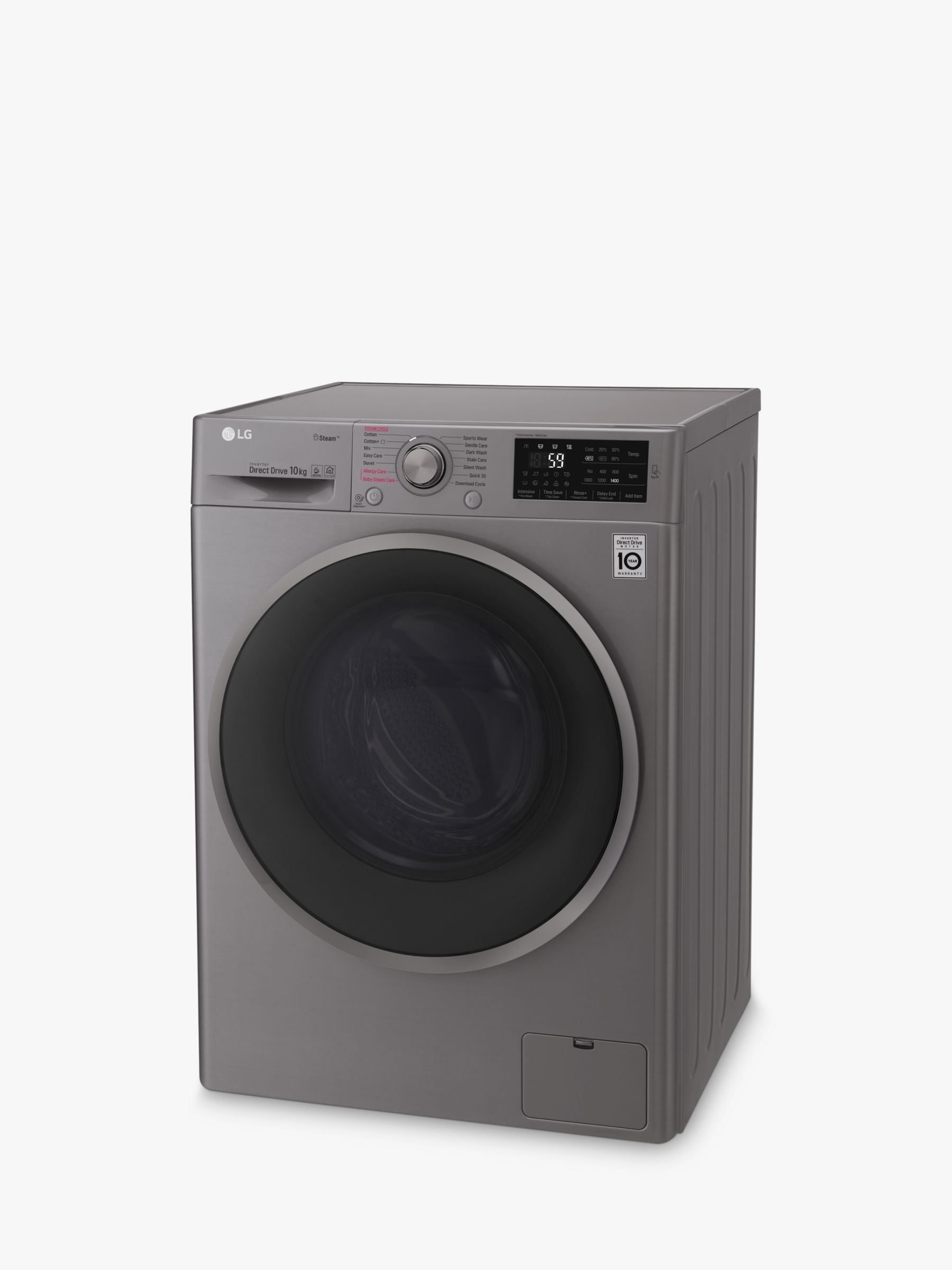 LG F4J610SS Freestanding Washing Machine, 10kg Load, A+++ Energy Rating, Spin, Graphite