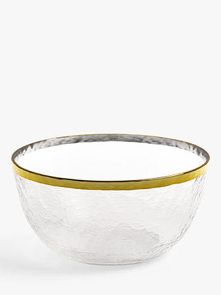 John Lewis & Partners Glass Dessert Bowl, 14.5cm, Clear/Gold