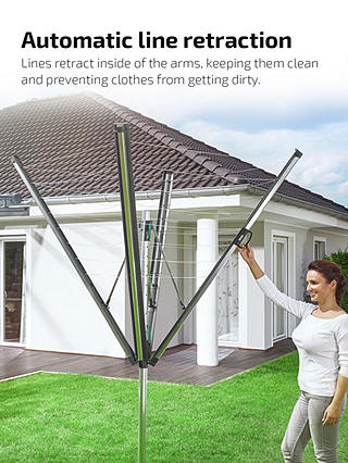 Leifheit Linomatic Plus 500 Outdoor Rotary Clothes Airer Washing Line, Grey
