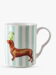 Yvonne Ellen Sausage Dog Mug, 360ml, Green/Multi