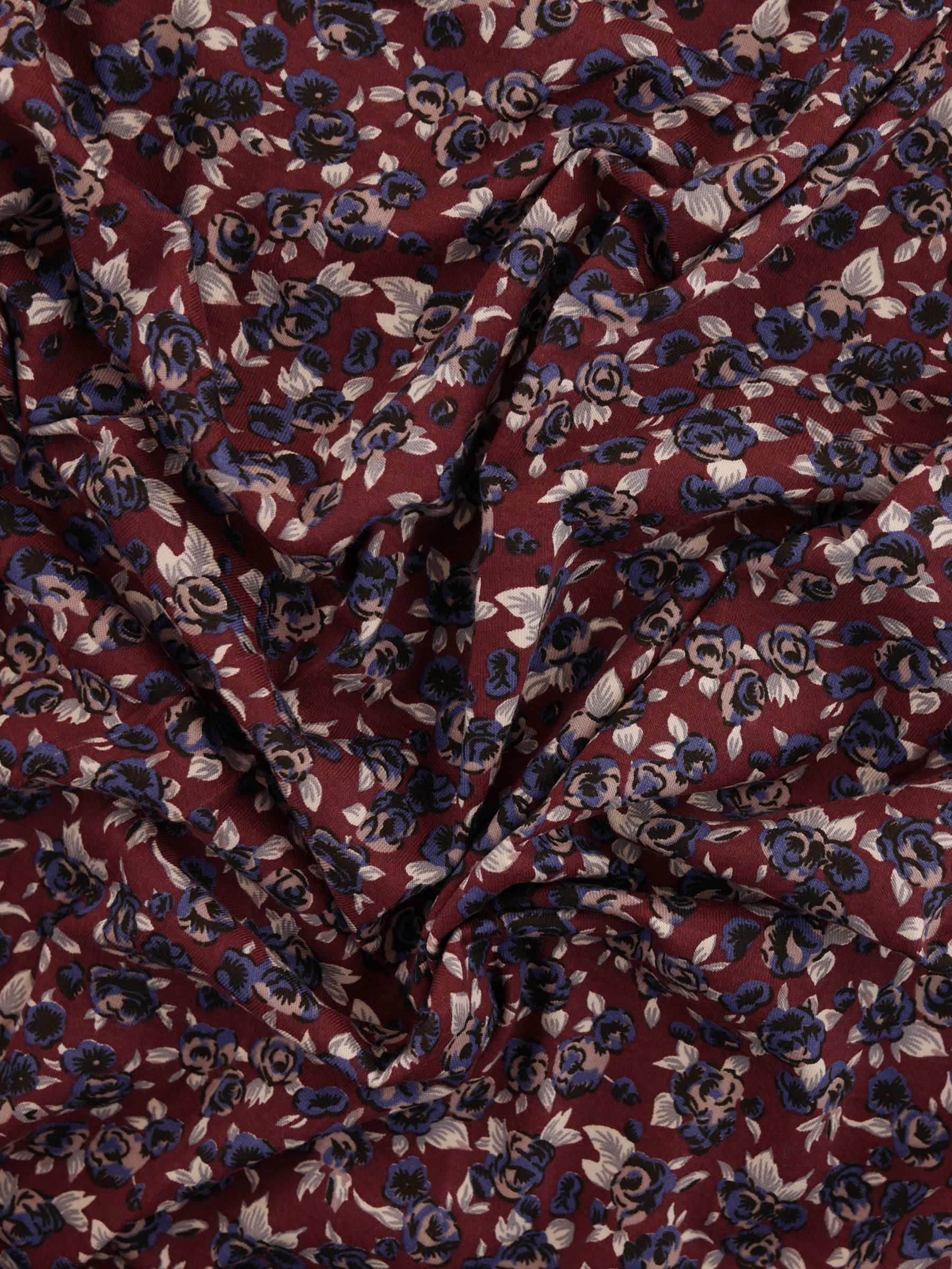 Montreux Fabrics Exclusive Mini Blue Roses Print Fabric, Burgundy