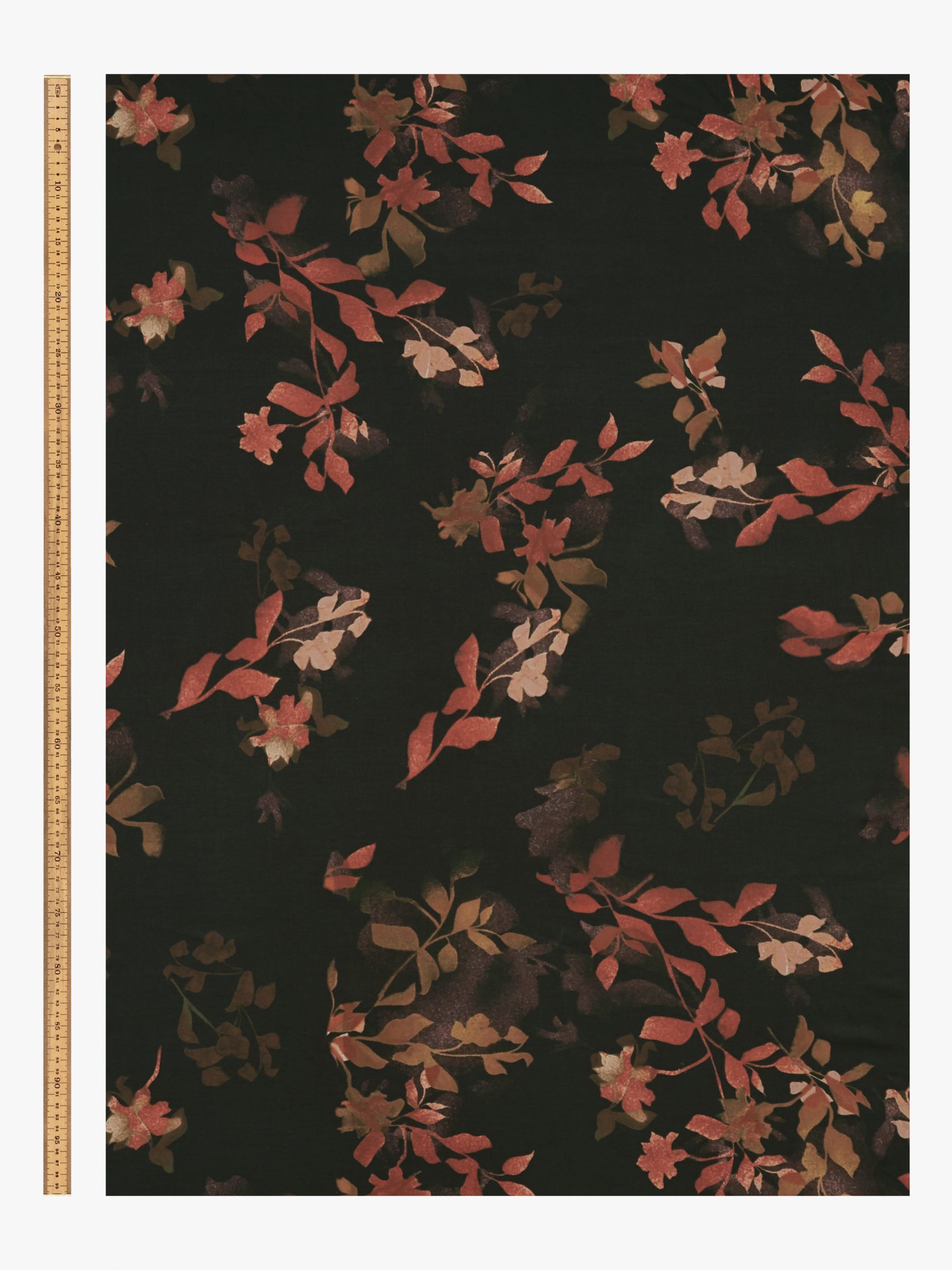 John Kaldor Leaf Floral Print Fabric, Black