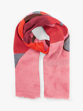 Unmade Dollie Abstract Print Square Cotton Scarf, Shocking Pink/Multi