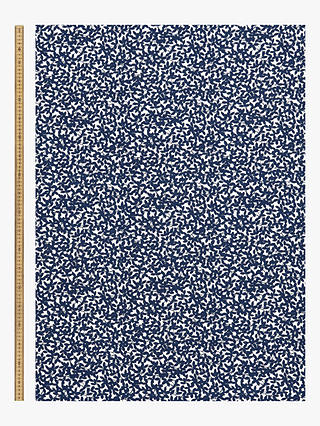 John Lewis Leaf Print Fabric, Blue/White