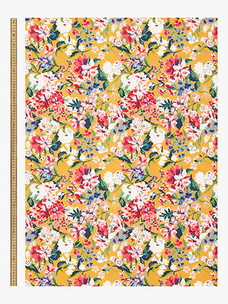 John Lewis Large Floral Print Fabric, Gold/Multi