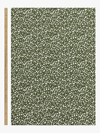 John Lewis Leaf Print Fabric, Green/White