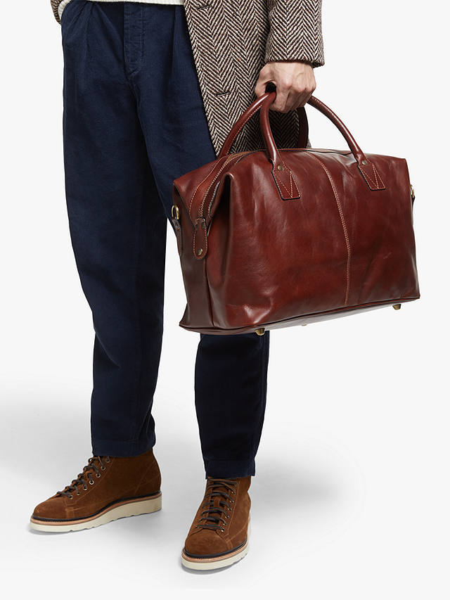 John Lewis Made in Italy Leather Holdall, Tan