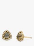 Leah Alexandra Labradorite and Cubic Zirconia Triangular Stud Earrings, Gold