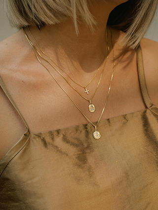 Leah Alexandra Cubic Zirconia Love Token Geometric Pendant Necklace, Gold