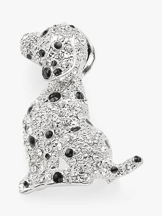 John Lewis & Partners Sparkle Dalmatian Dog Brooch, Silver