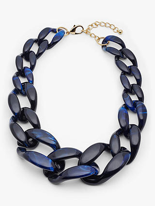 John Lewis & Partners Chunky Marble Resin Necklace, Navy