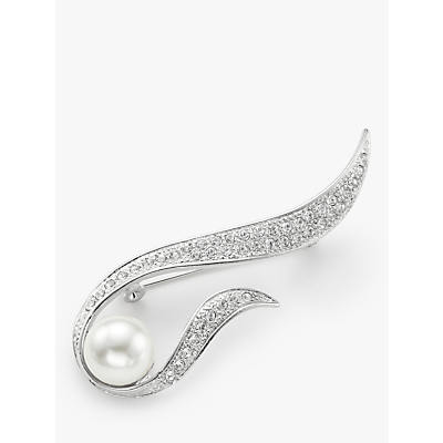John Lewis & Partners Sparkling Faux Pearl Brooch, Silver