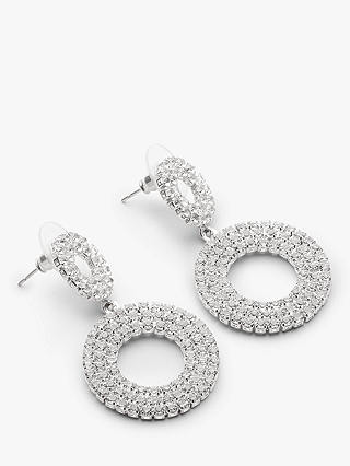 John Lewis & Partners Sparkle Double Circle Drop Earrings, Silver