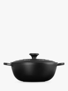 Le Creuset Essentials Cast Iron Round Casserole Soup Pot, 26cm, Satin Black
