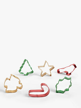 John Lewis & Partners Christmas Cookie Cutters, Set of 6, Assorted