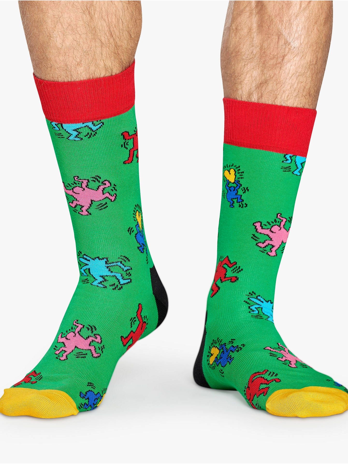 Happy Socks Keith Haring Dancing Man Socks, One Size, Green at John ...