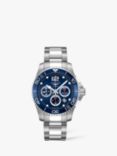 Longines L38834966 Men's Hydro Conquest Automatic Chronograph Date Bi-Material Bracelet Strap Watch, Silver/Blue