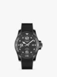 Longines L37844569 Men's Hydro Conquest Automatic Date Rubber Strap Watch, Black