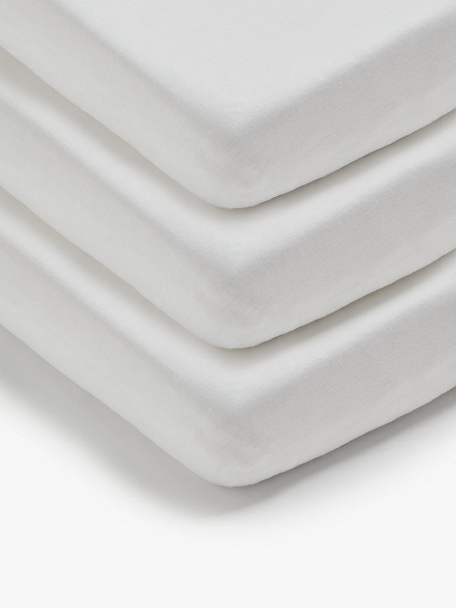 John Lewis ANYDAY Cotton Fitted Cotbed Sheet, Pack of 3, 70 x 140cm, White