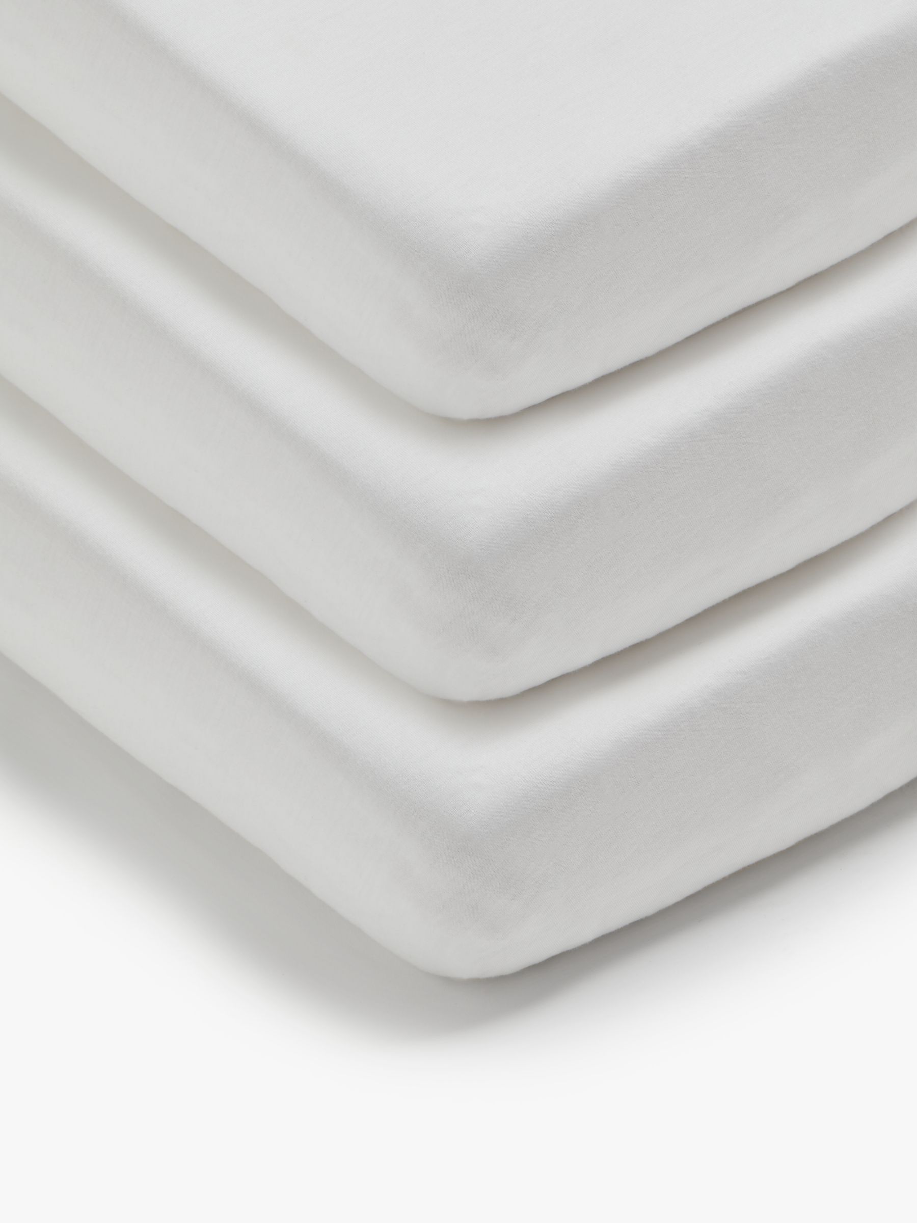 John Lewis ANYDAY Cotton Fitted Cot Sheet, Pack of 3, 60 x 120cm, White
