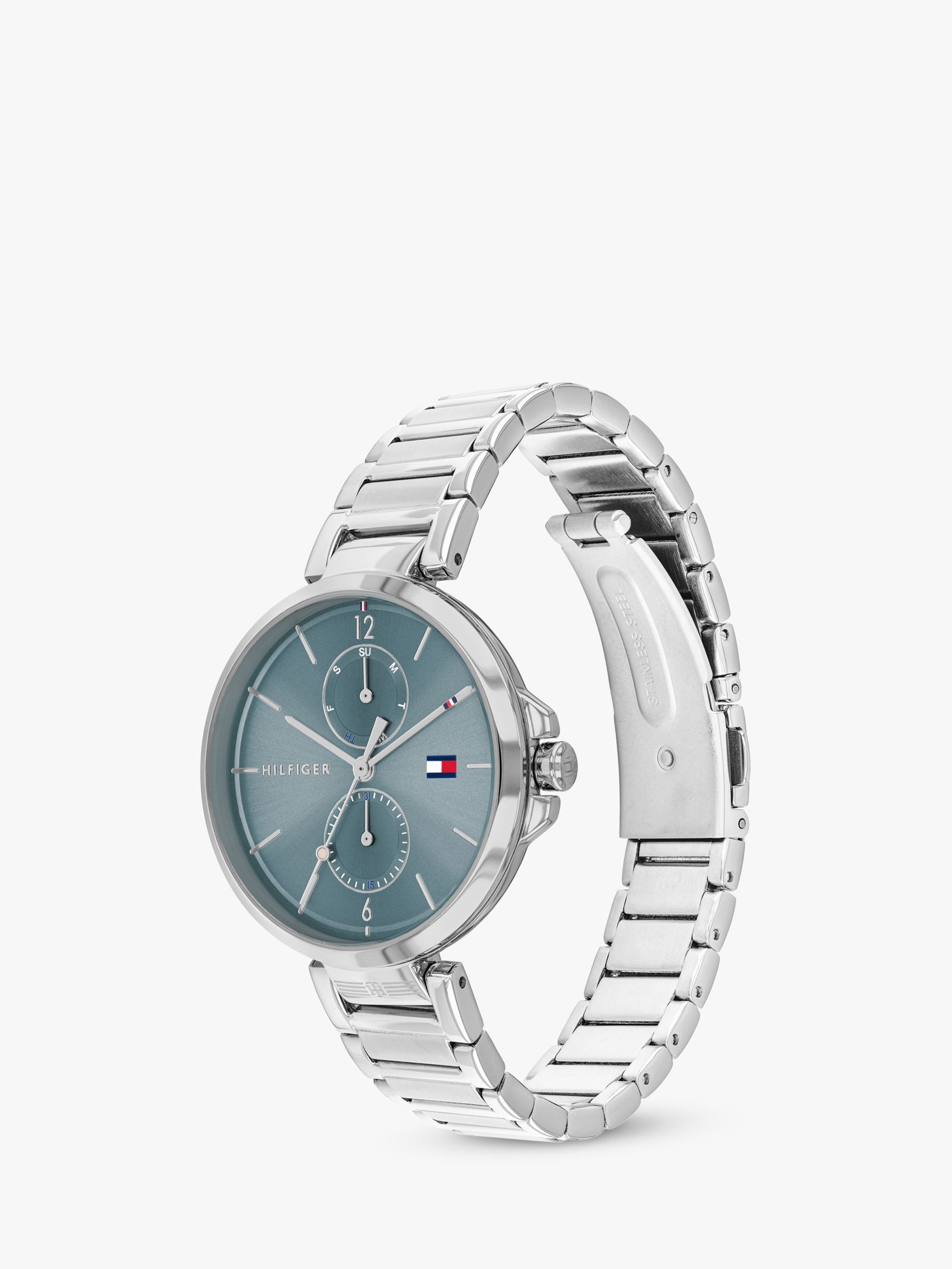 tommy hilfiger silver and blue watch