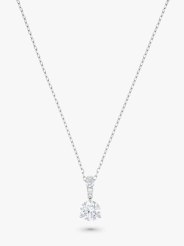 Swarovski Crystals Solitaire Round Pendant Necklace, Silver