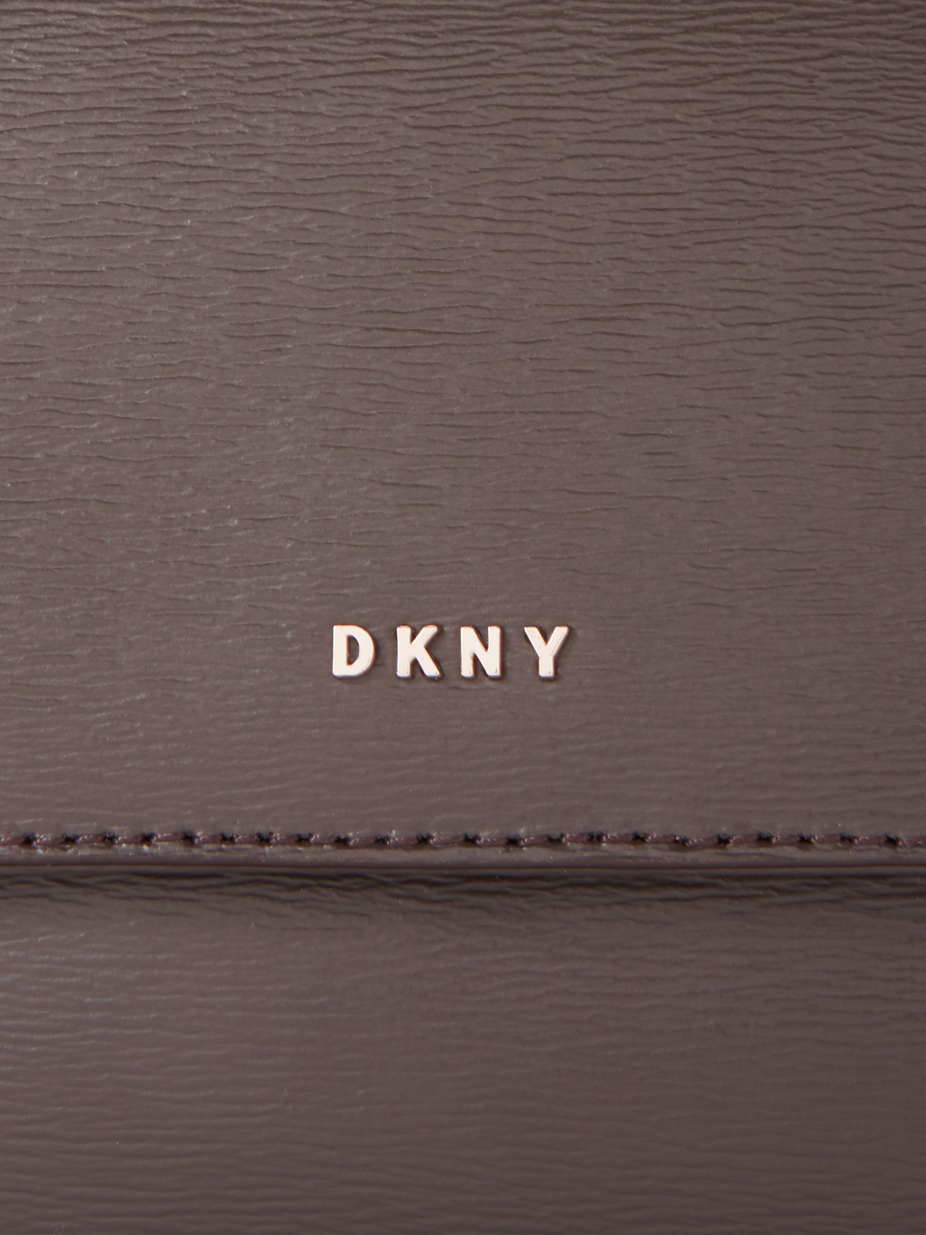 DKNY Bryant Leather Medium Flap Cross Body Bag, Dark Chocolate