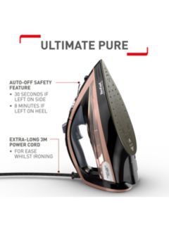Tefal Ultimate Pure FV9845G0 Steam Iron, Black/Rose Gold