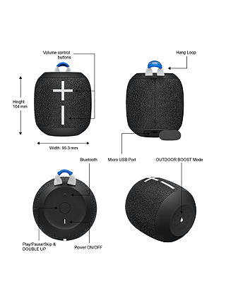 Ultimate Ears WONDERBOOM 2 Bluetooth Waterproof Portable Speaker, Deep Space Black