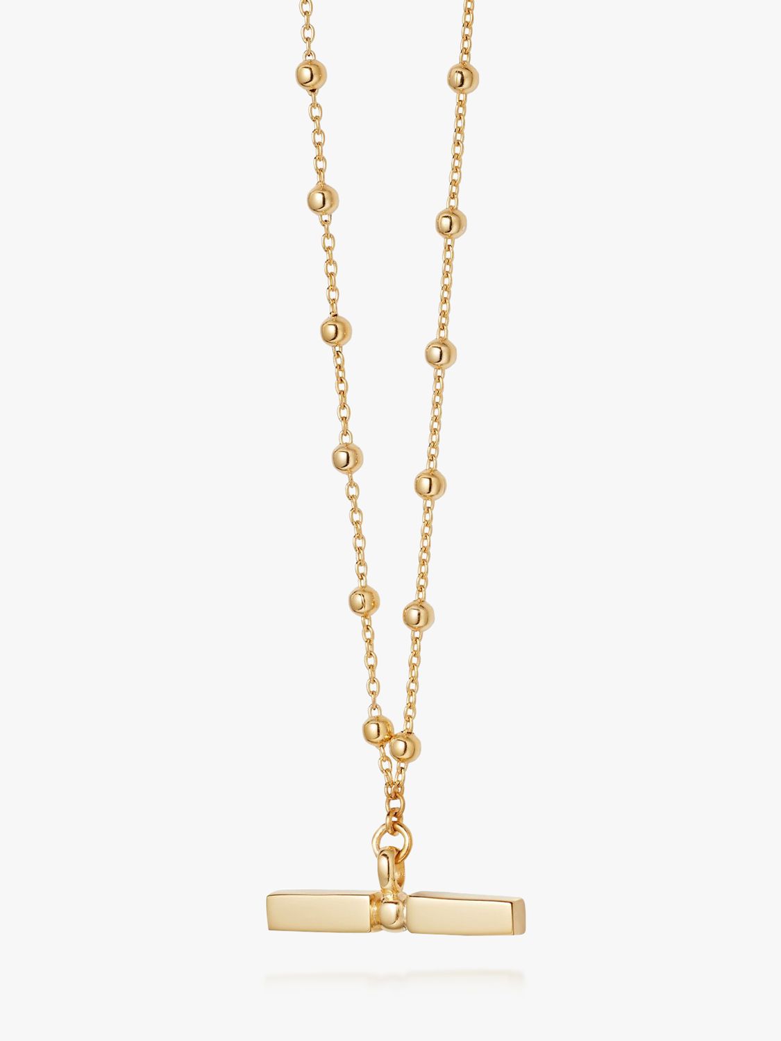 Daisy London Stacked Bead and T Bar Pendant Necklace, Gold at John ...