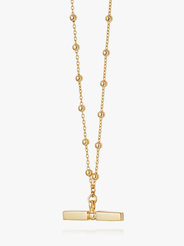 Daisy London Stacked Bead and T Bar Pendant Necklace, Gold