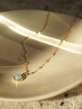 Daisy London Round Semi-Precious Healing Stone Bead Chain Pendant Necklace, Amazonite