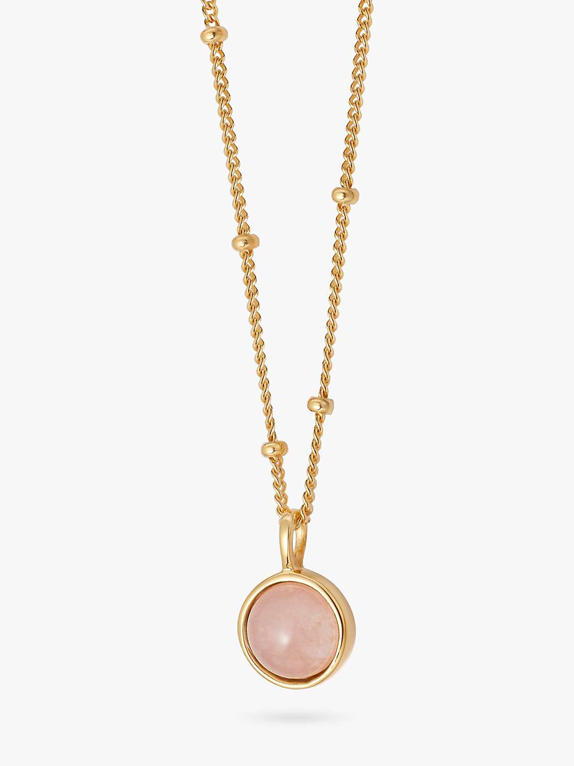 Buy Daisy London Round Semi-Precious Healing Stone Bead Chain Pendant Necklace, Rose Quartz Online at johnlewis.com