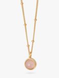 Daisy London Round Semi-Precious Healing Stone Bead Chain Pendant Necklace, Rose Quartz