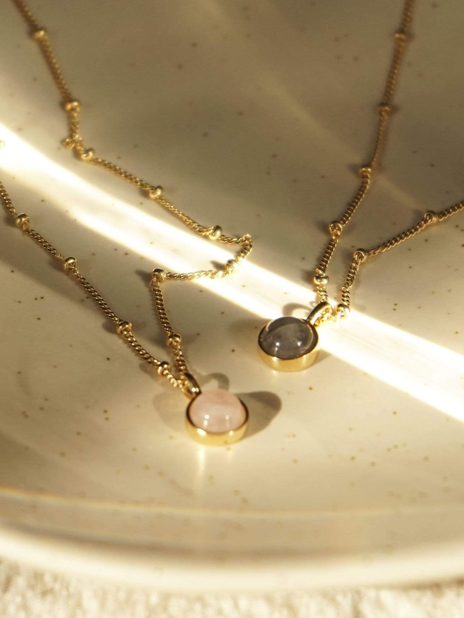 Buy Daisy London Round Semi-Precious Healing Stone Bead Chain Pendant Necklace, Rose Quartz Online at johnlewis.com