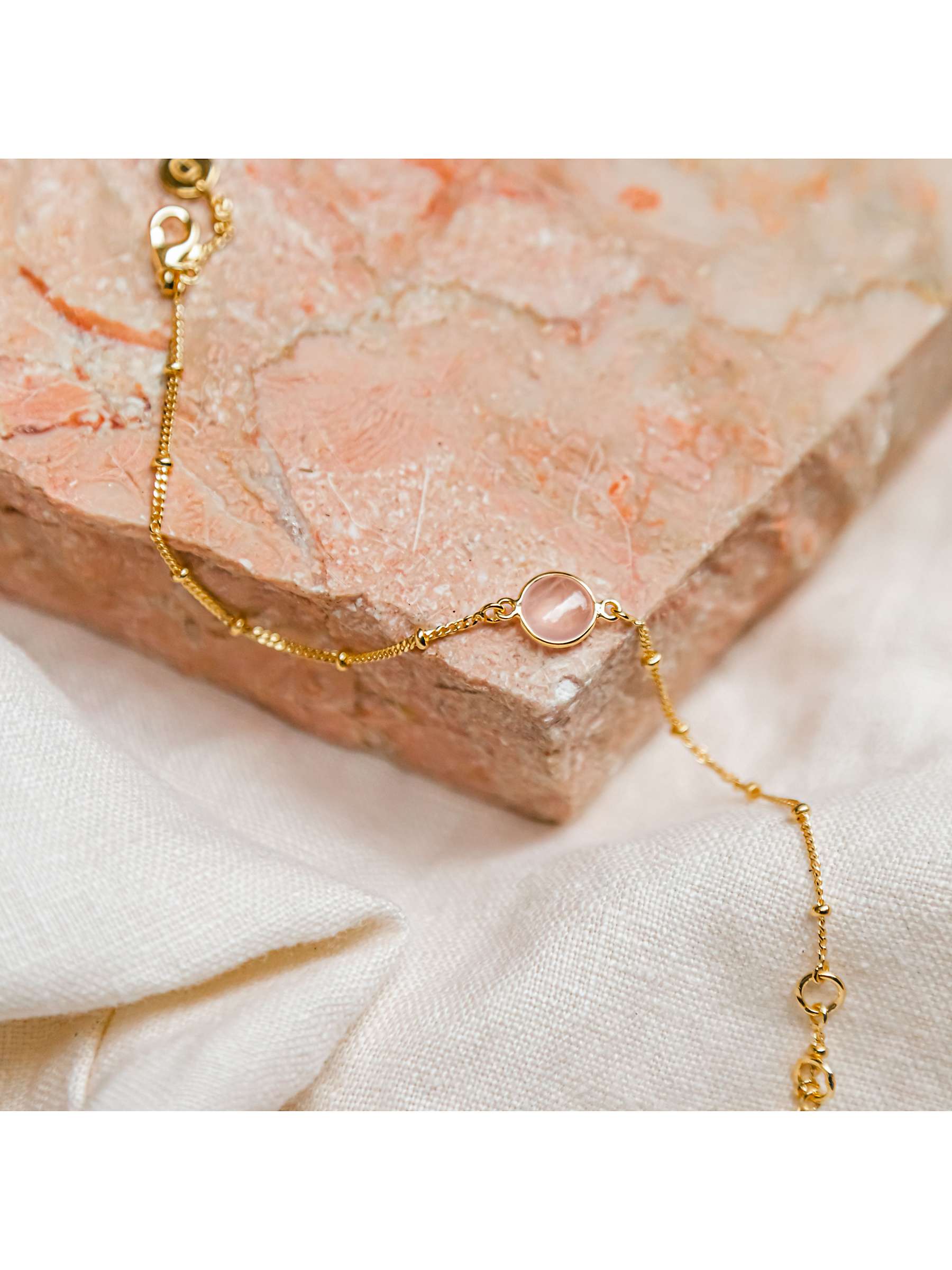 Buy Daisy London Round Semi-Precious Healing Stone Bead Chain Bracelet, Rose Quartz Online at johnlewis.com