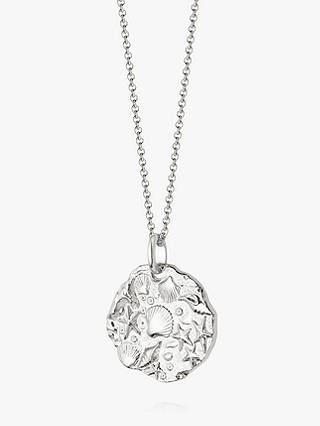 Daisy London Isla Fossil Round Pendant Necklace, Silver