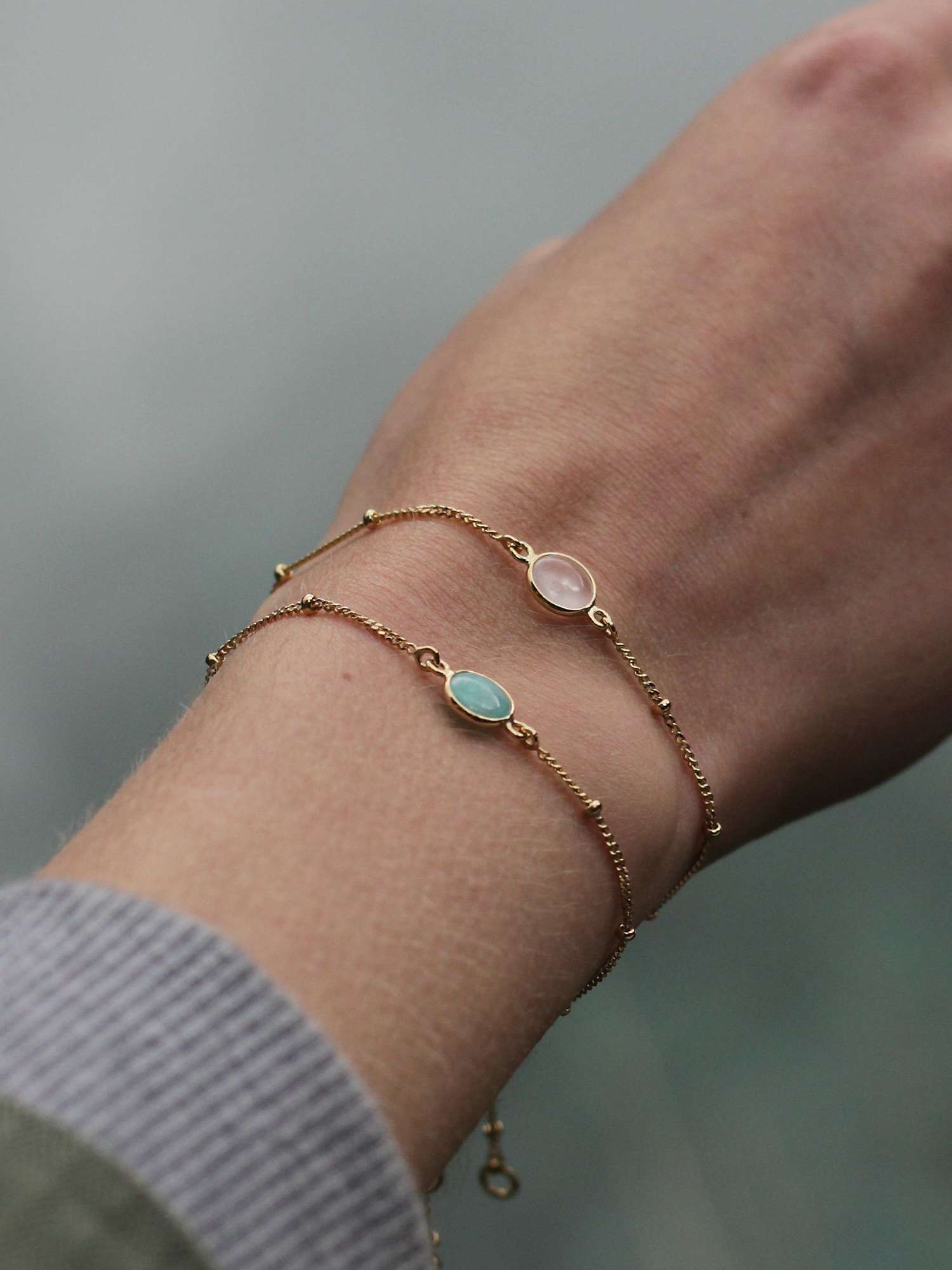 Buy Daisy London Round Semi-Precious Healing Stone Bead Chain Bracelet, Amazonite Online at johnlewis.com