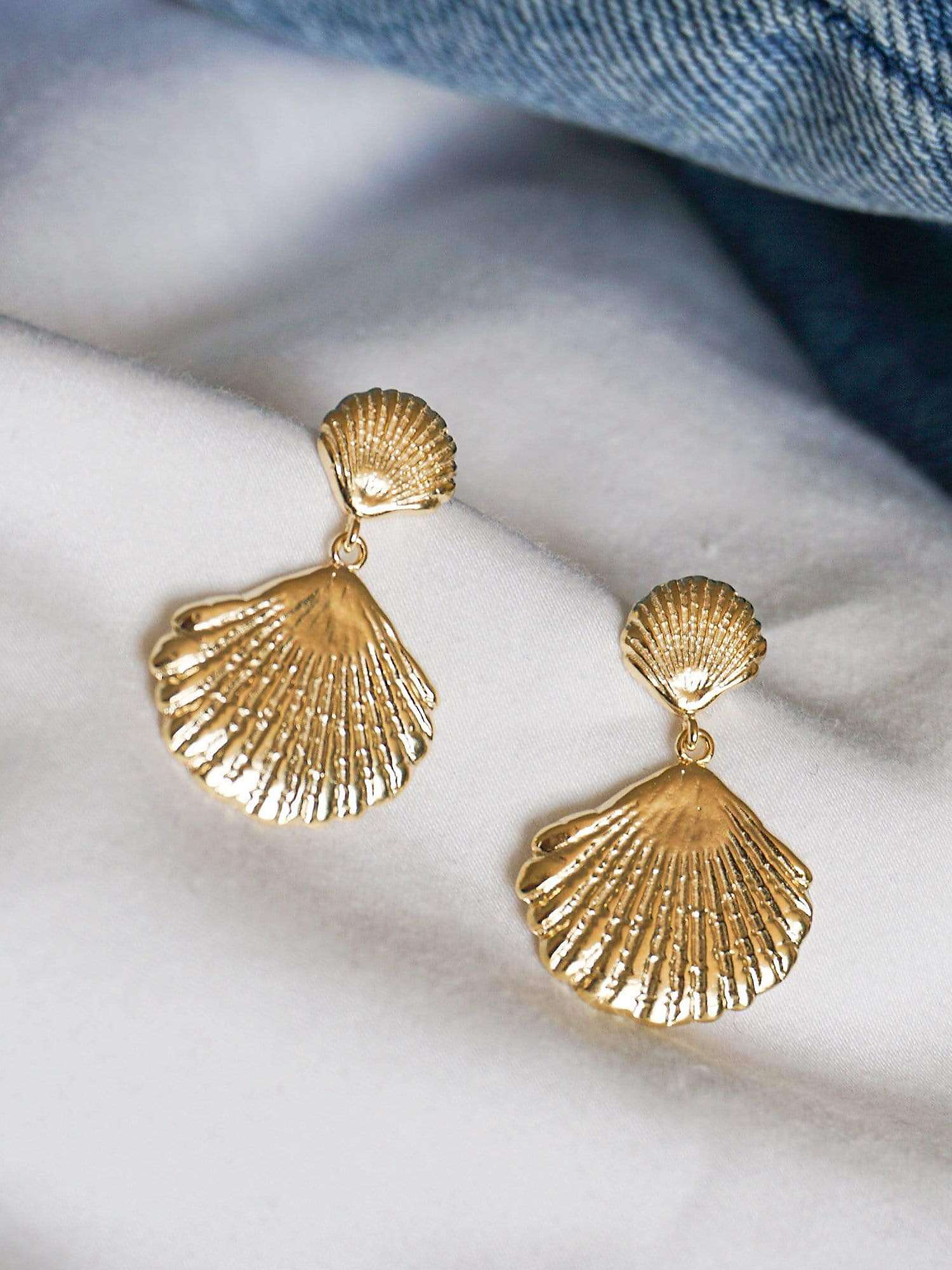 Buy Daisy London Isla Double Shell Drop Earrings, Gold Online at johnlewis.com