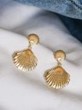 Daisy London Isla Double Shell Drop Earrings, Gold