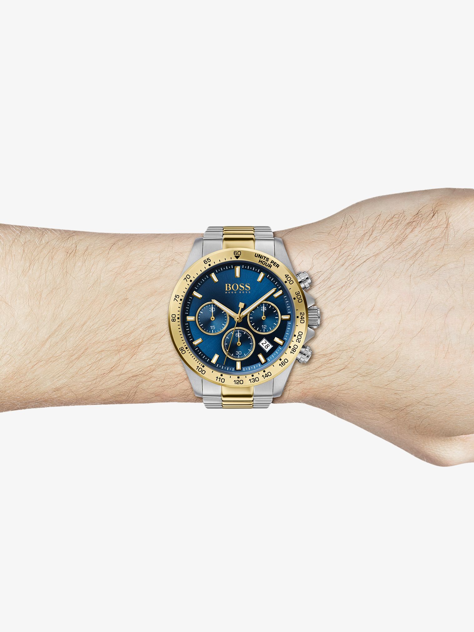 hugo boss chronograph watch gold