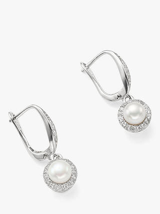 Lido Freshwater Pearl and Cubic Zirconia Drop Earrings, Silver