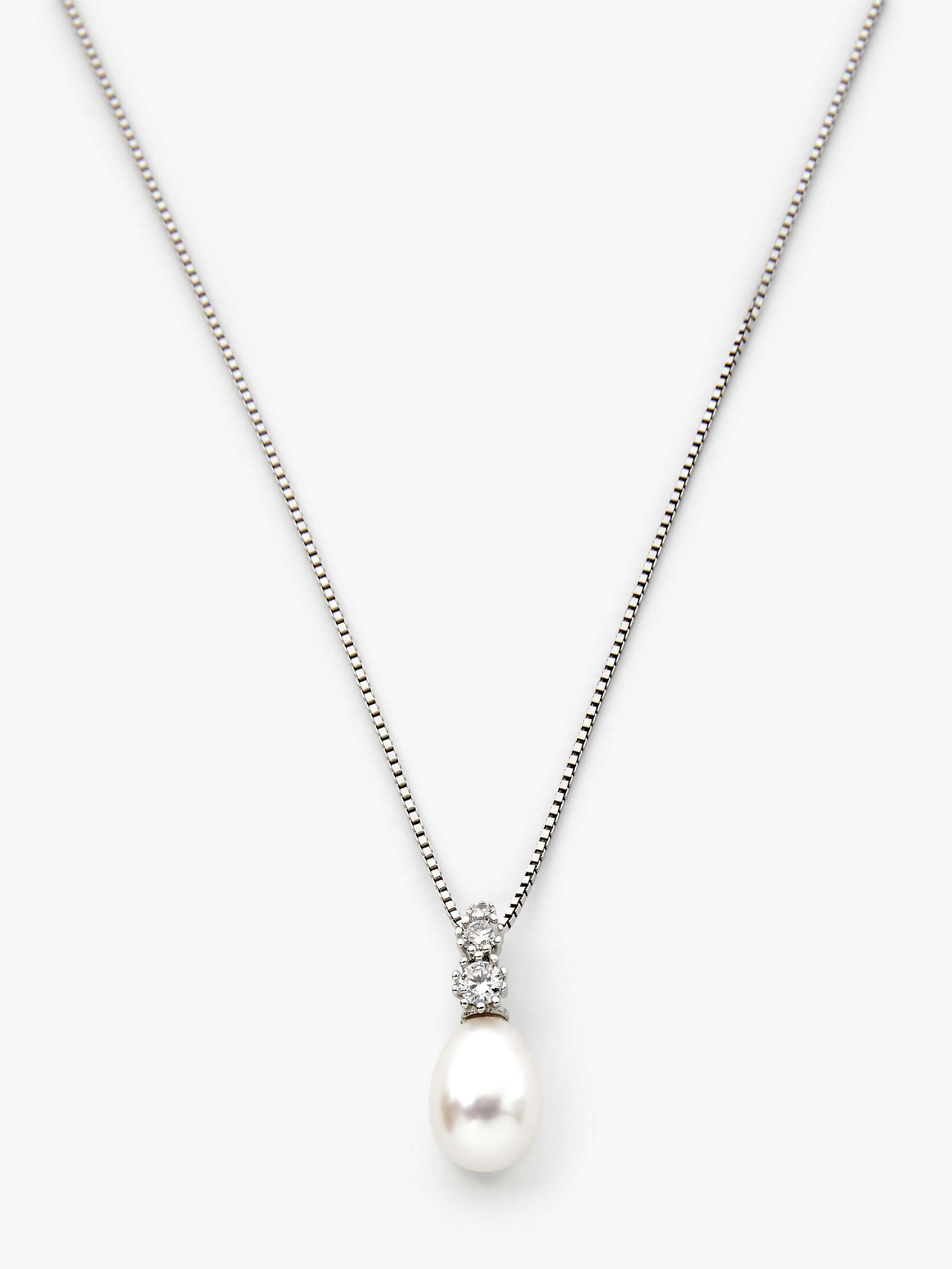 Buy Lido Cubic Zirconia and Small Freshwater Pearl Pendant Necklace, Silver Online at johnlewis.com