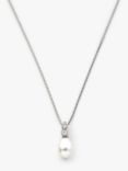 Lido Cubic Zirconia and Small Freshwater Pearl Pendant Necklace, Silver