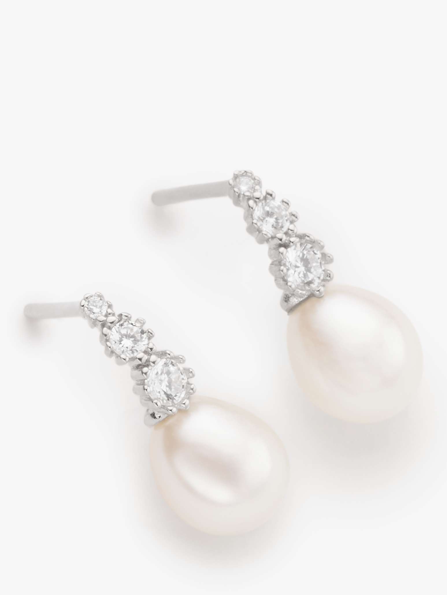 Buy Lido Freshwater Pearl and Cubic Zirconia Drop Earrings, Silver Online at johnlewis.com