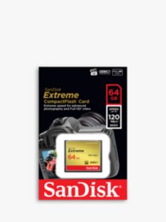 SanDisk Extreme CompactFlash Memory Card, up to 120MB/s Read Speed, 64GB