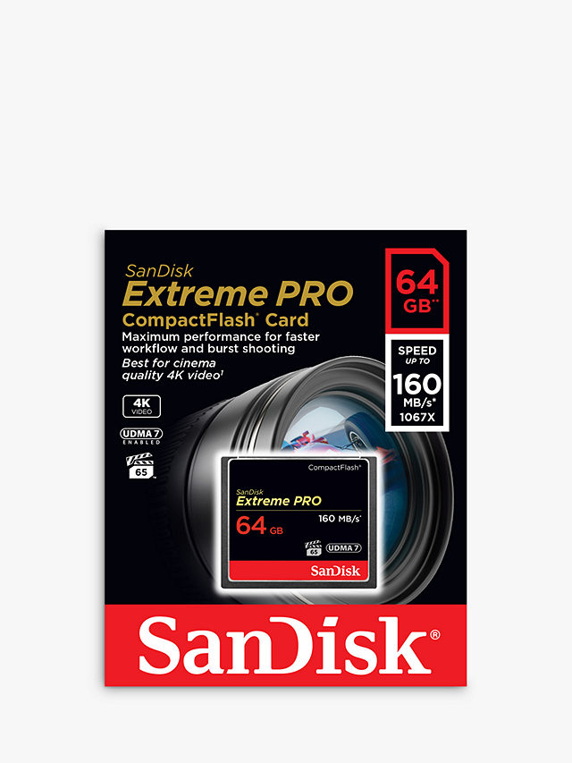 SanDisk Extreme Pro CompactFlash Memory Card, up to 160MB/s Read Speed, 64GB