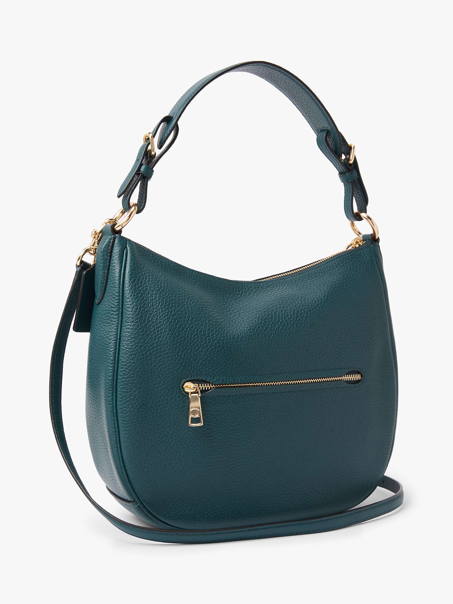 Coach Sutton Pebbled Leather Hobo Bag, Peacock at John Lewis & Partners