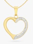 IBB 9ct Gold Textured Heart Pendant Necklace, Gold